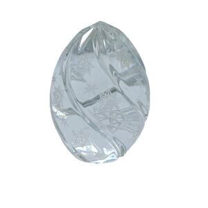 Vintage Glass Egg Cut Crystal Marked 2000 Paper Weight Decorative 3.5"